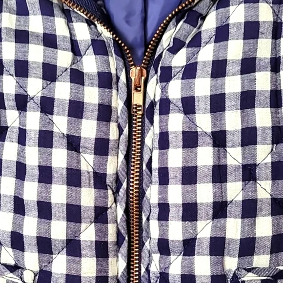 Peach Love California Navy Blue Gingham Quilted Vest - Picture 9 of 13